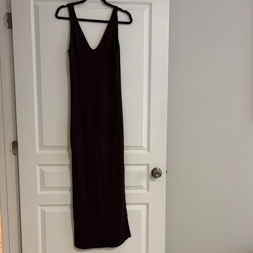 H&M Chocolate Brown V-Neck Sleeveless Maxi Dress